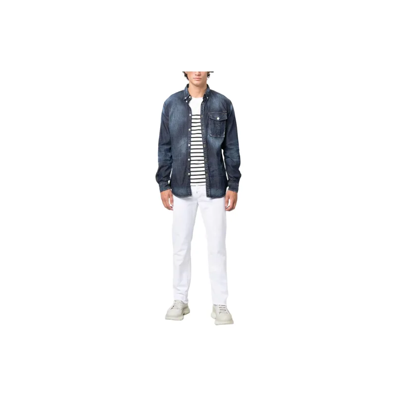 DSQUARED 2 Logo Plaque Buttoned Denim Shirt-1