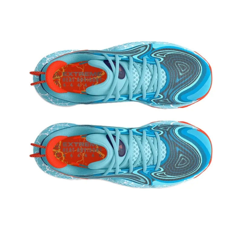 Under Armour Anti Slip Wear Resistant Low Top Basketball Shoes Men's Blue Black Orange-3