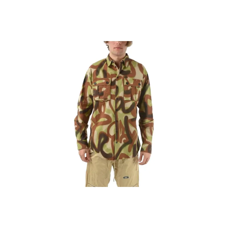DSQUARED 2 Abstract print Flap pocket Shirt-1