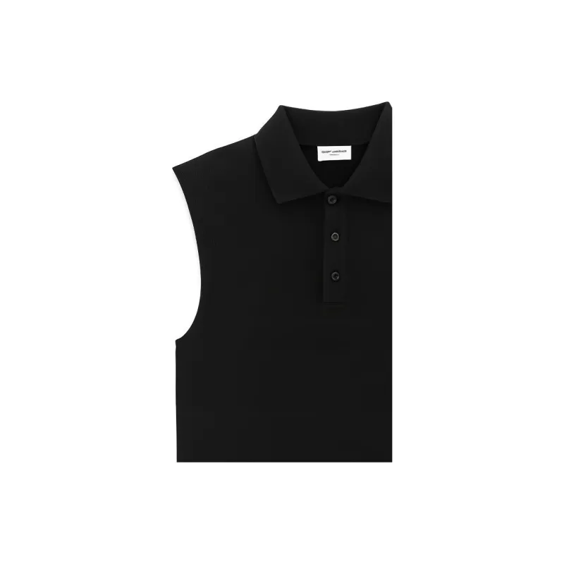 SAINT LAURENT Cassandre Sleeveless Polo Shirt-4