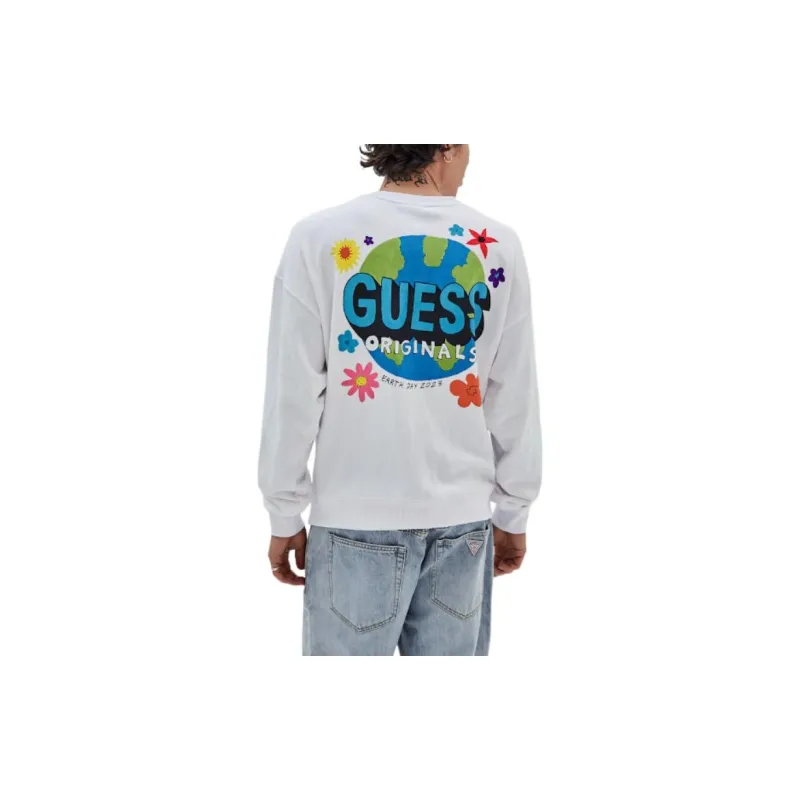 GUESS Originals Eco Earth Day Floral T Shirt Unisex White-3