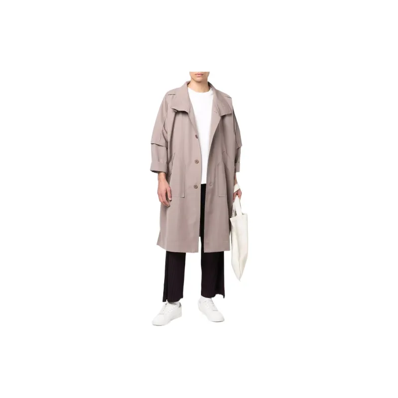 Homme Plissé Issey Miyake Trench Coats Men Brown-1