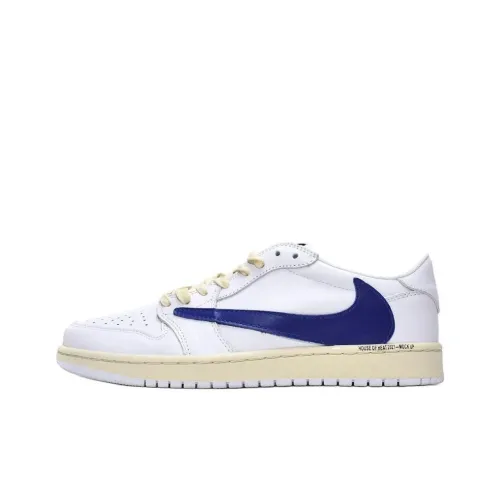 Travis Scott X Fragment Design Air Jordan 1 Vintage Basketball Shoes Unisex Low-Top White