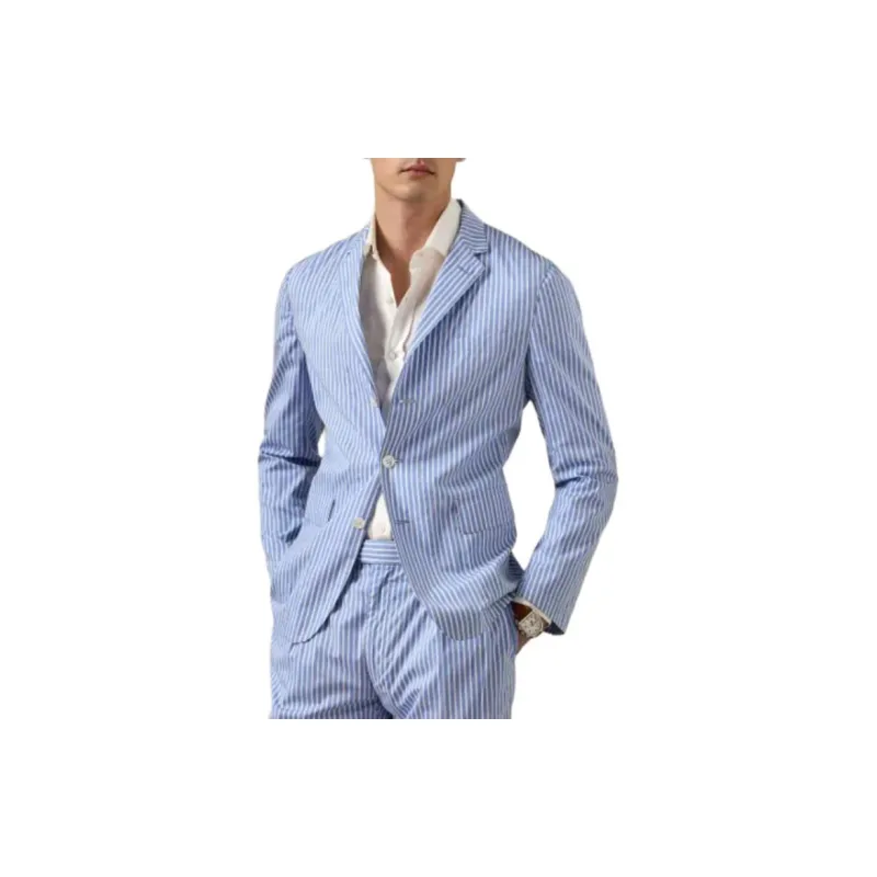Polo Ralph Lauren Hand-Tailored Striped Poplin Suit Jacket Business Suit Men's Blue-1