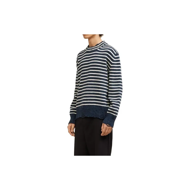 Ami Paris Striped Ribbed Crew Neck Jumper-3