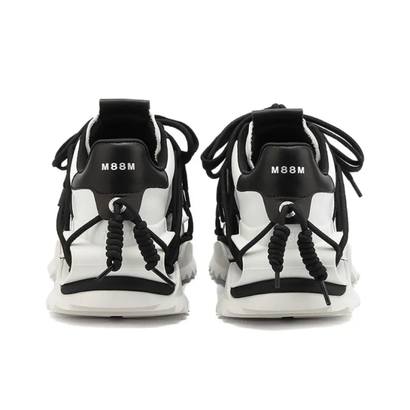 M88M Cushioning Anti Slip And Wear Resistant Low Top Chunky Sneakers Unisex Black White-3