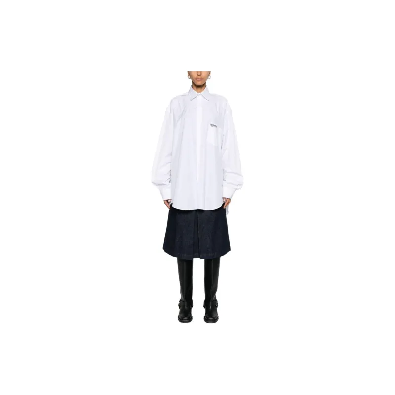 Vetements Logo Detailed Striped Oversize Shirt-2