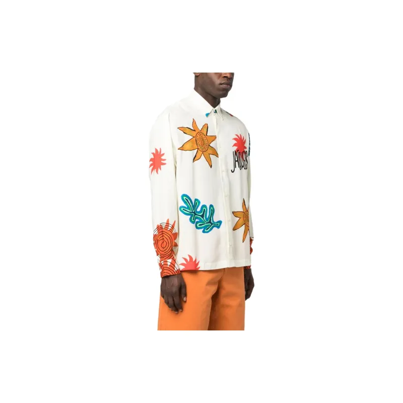 Jacquemus La Chemise Baou Embroidered Sun Logo Shirt-3