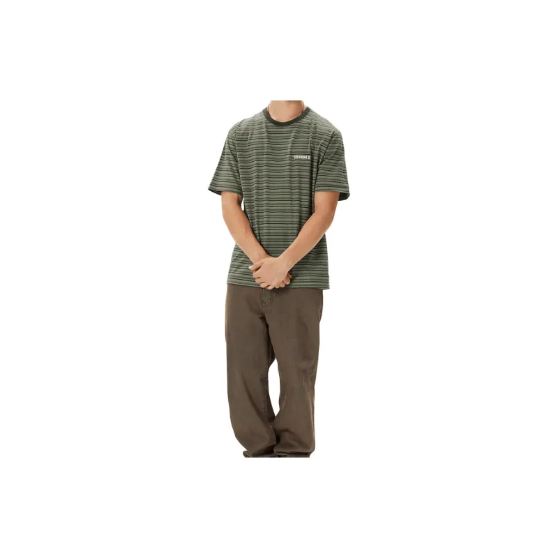 Thisisneverthat FW24 '09World Striped Tee T Shirt Unisex Khaki-3