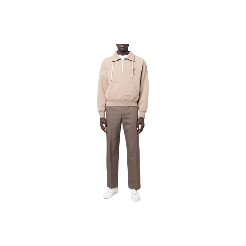 AMIPARIS SS22 Ami De Coeur Half-zip Hoodie Beige-3