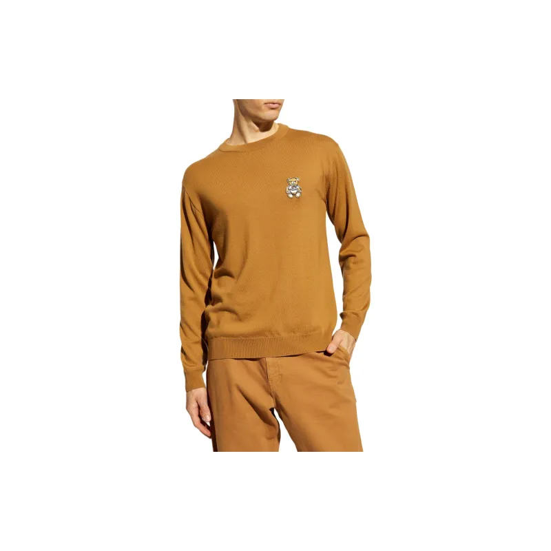 MOSCHINO Teddy Bear Patch Crewneck Knitted Jumper-3