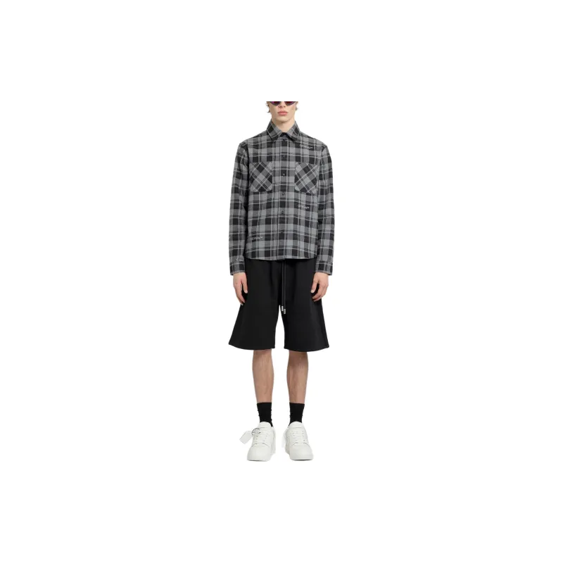 OFF WHITE Logo embroidered Cotton Shorts-5