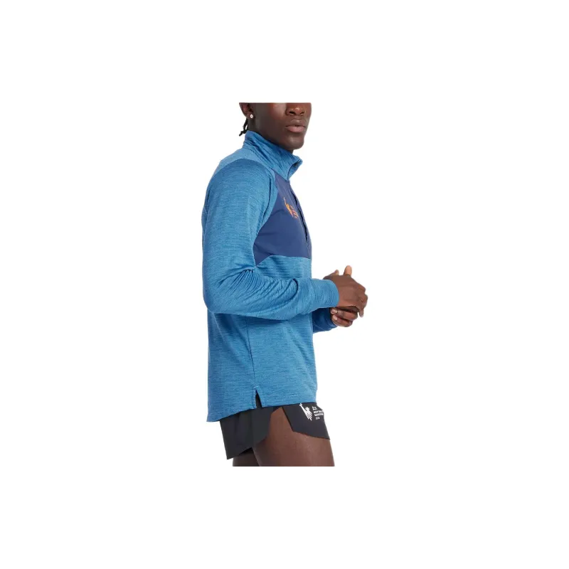New Balance NYC Marathon AthleticsHeat Grid Sweatshirt Men Pale Egret Blue-3