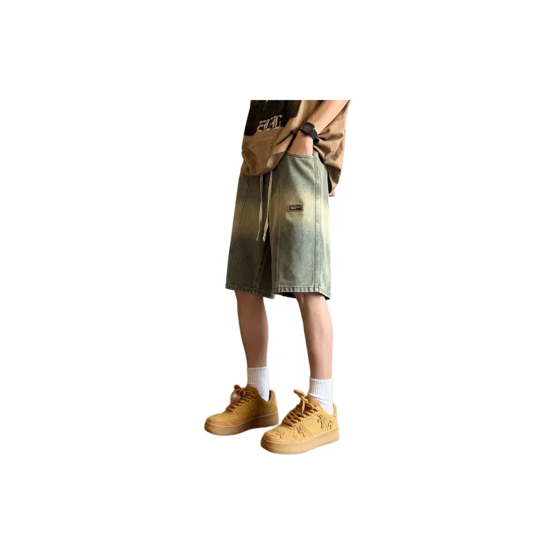 Tonlion Denim Shorts Men's Yellow Mud-3
