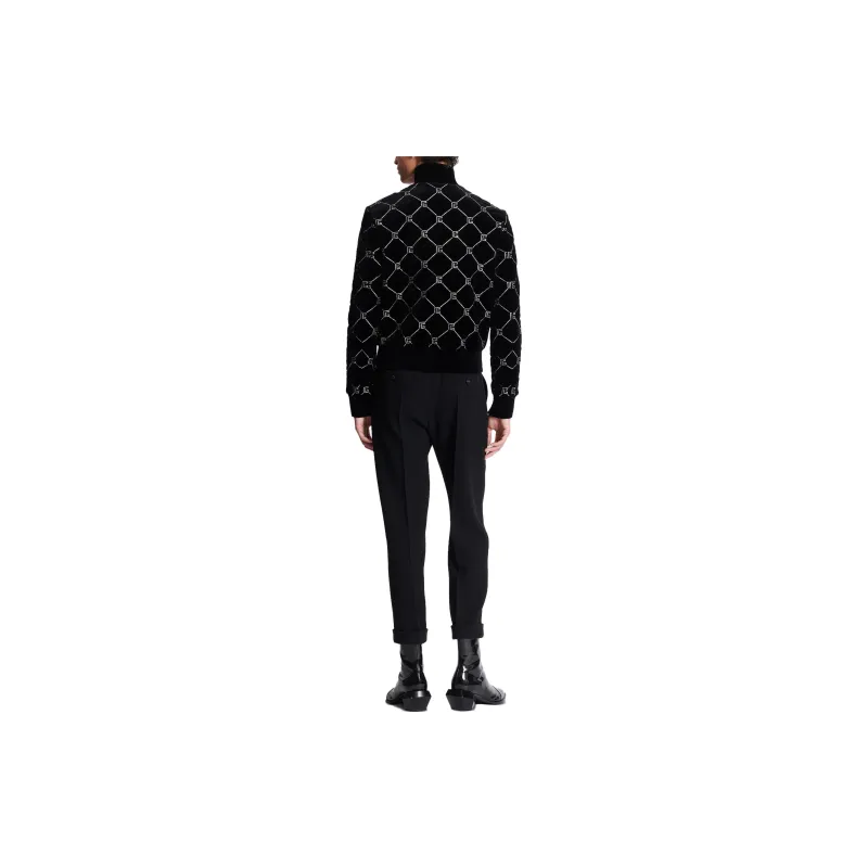BALMAIN Rhinestone embellished Quilted Bomber Jacket-2