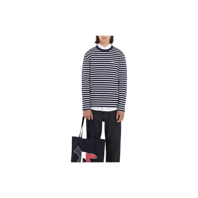Maison Kitsune Tricolor Fox Patch Marin T Shirt-2
