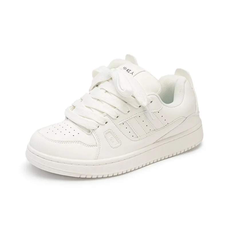 Little Red Man Non slip Lightweight Low Top Skateboard Shoes Unisex White-1