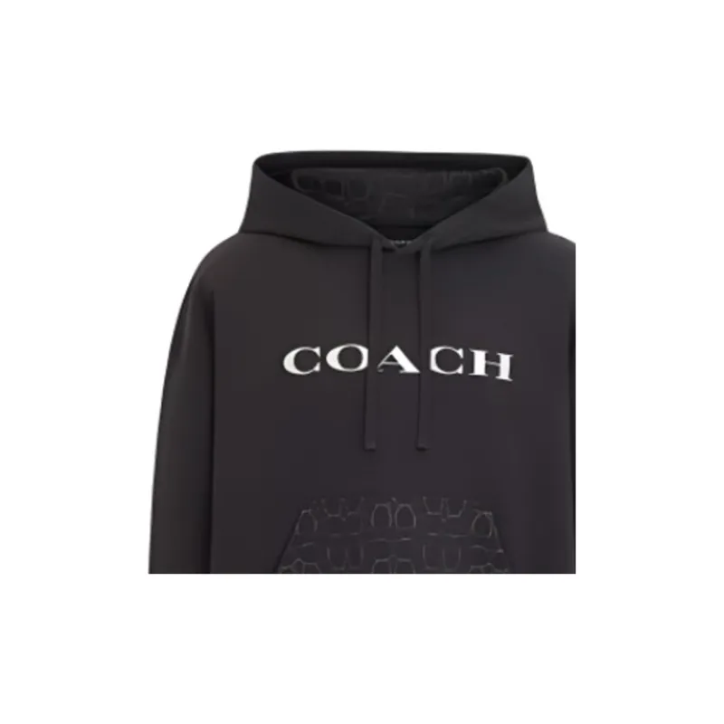 COACH Signature Men's Hooded Pullover Sweatshirt Black-5