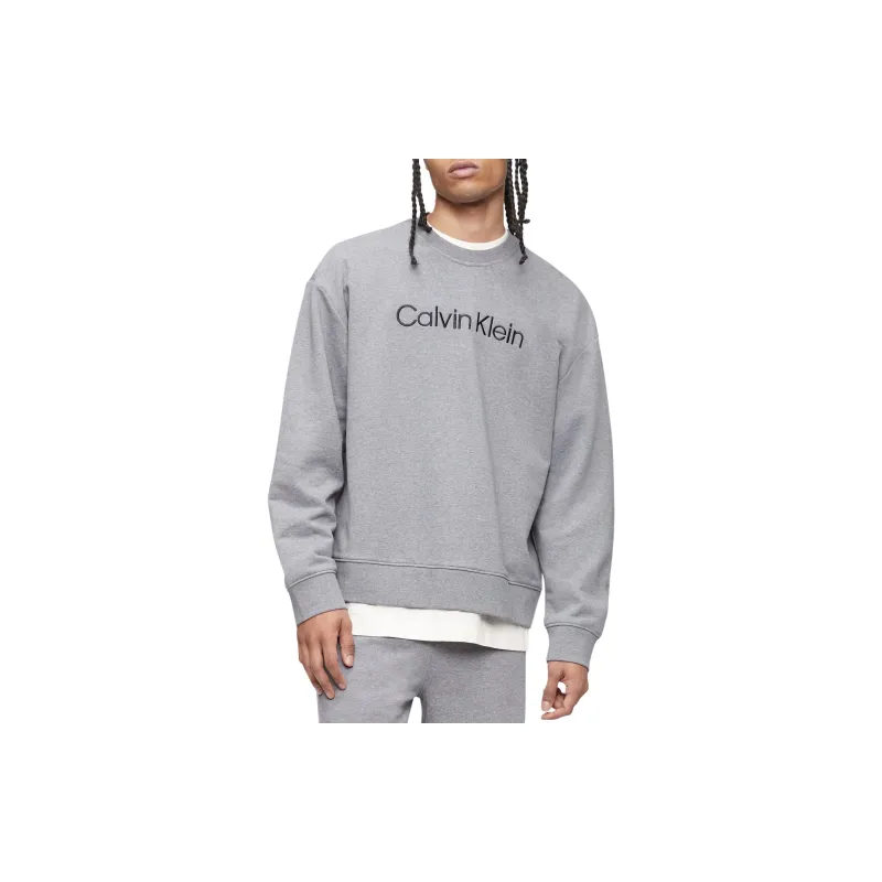 CALVIN KLEIN Sweatshirt Ls Standard Logo Terry Crew Sweatshirt Men's Gray-2