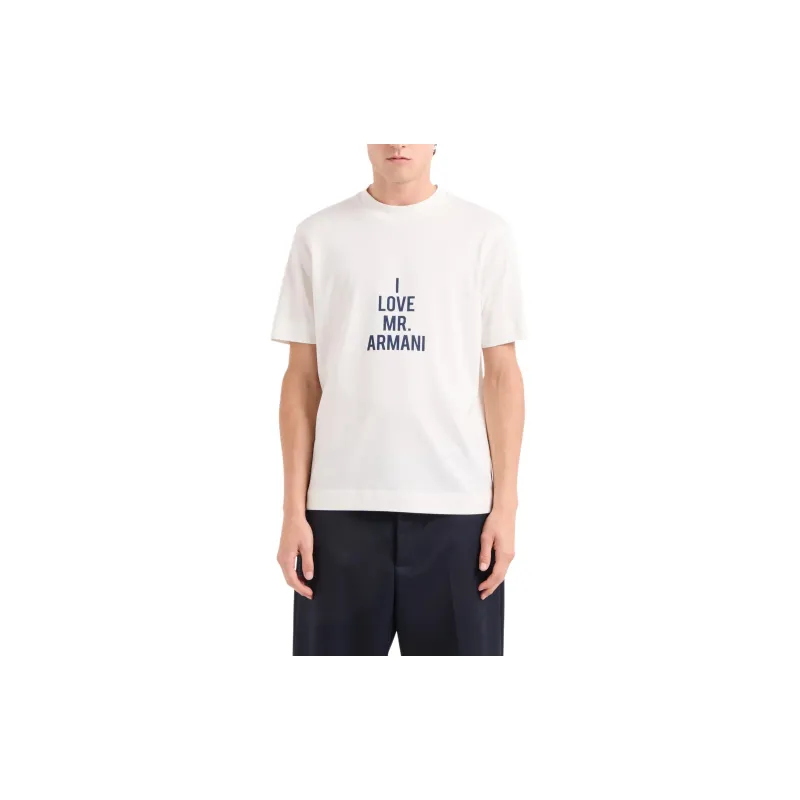 EMPORIO ARMANI Lightweight Jersey T shirt With I Love Mr Armani Asv Print-2