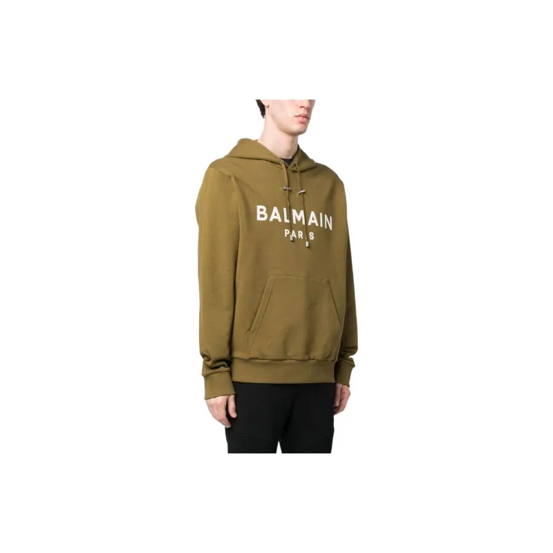 BALMAIN Logo Printed Drawstring Hoodie-3