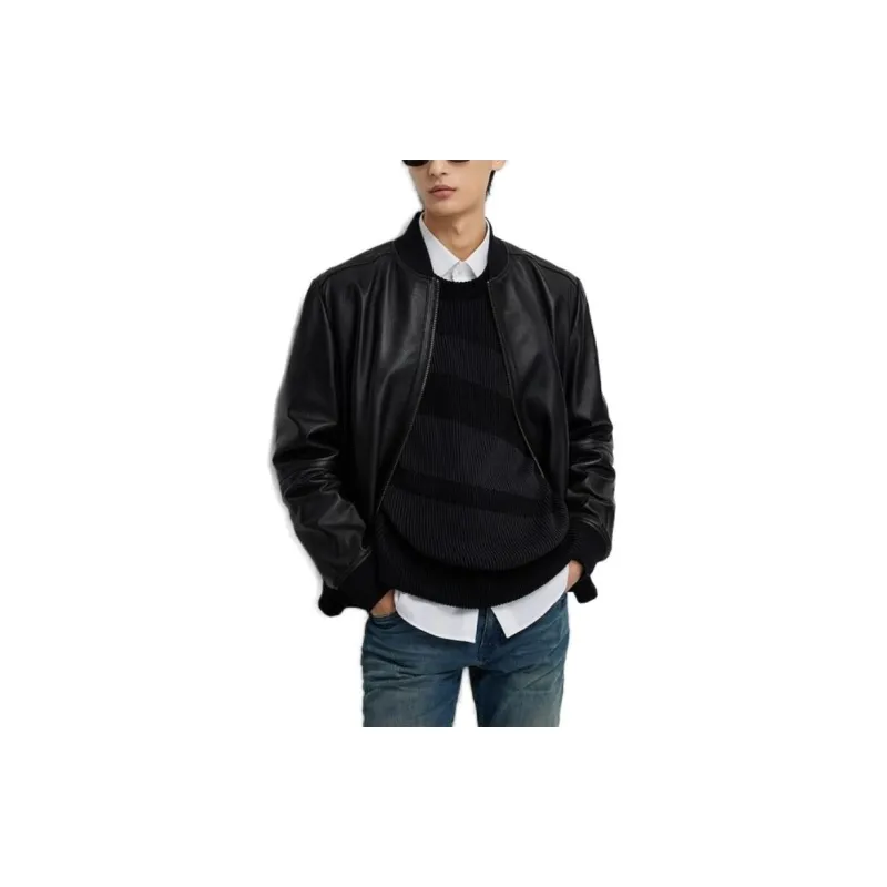 HUGO BOSS FW23 Leather Jacket Men's Black-3