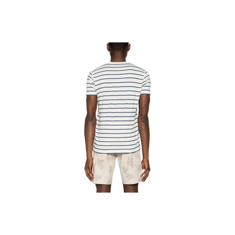 Majestic Filatures Striped V neck T shirt-2