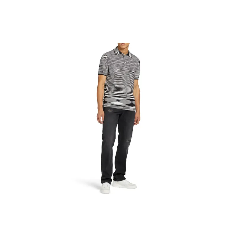 MISSONI Striped Short Sleeved Polo Shirt-1