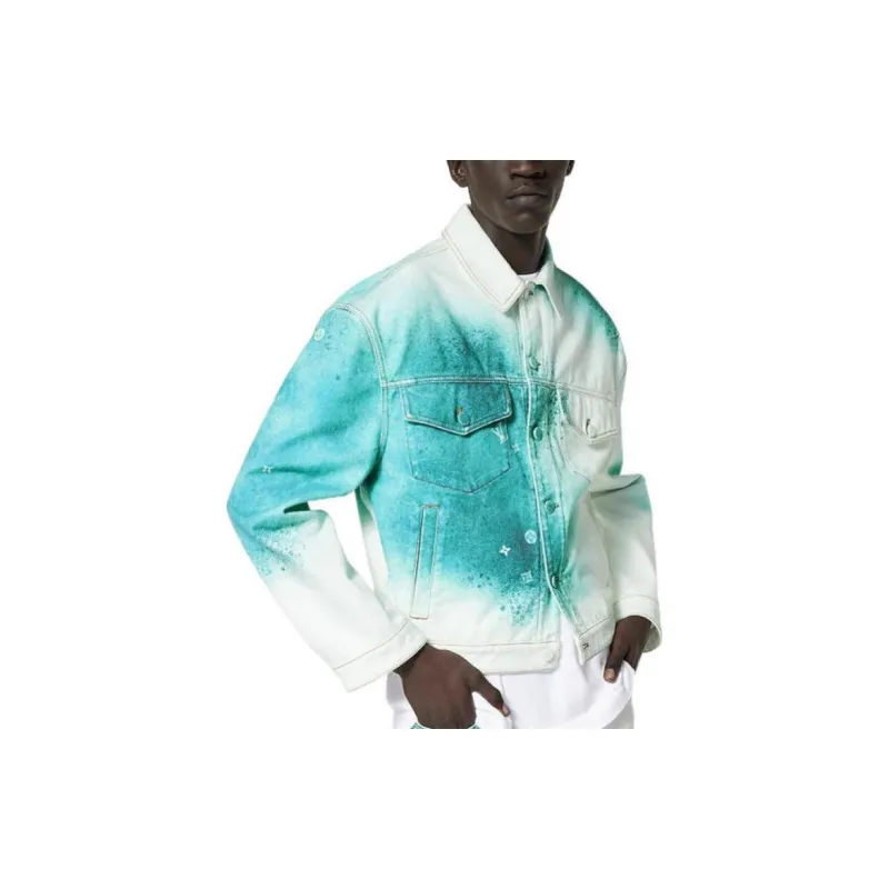 LOUIS VUITTON Pre Owned 20's Spray paint Denim Jacket-4