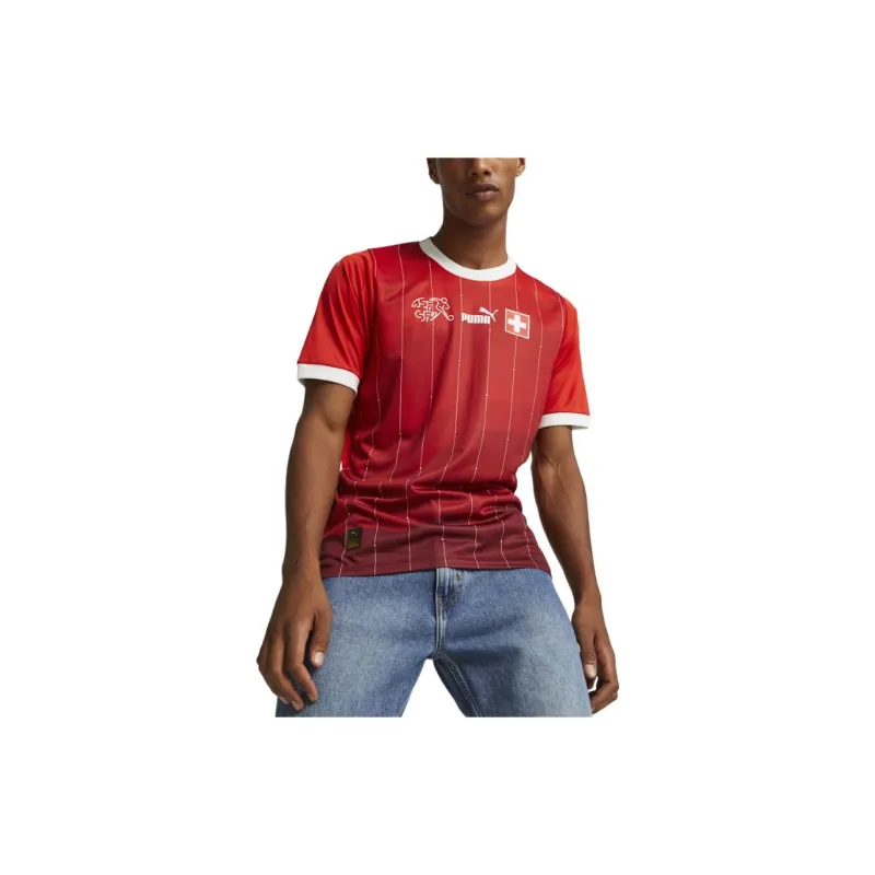 PUMA Switzerland Football 23/24 Home Soccer Jerseys Men's Pinma Red-3