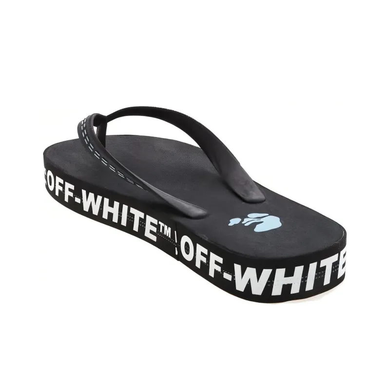 OFF WHITE Logo Flip Flop Black White-3