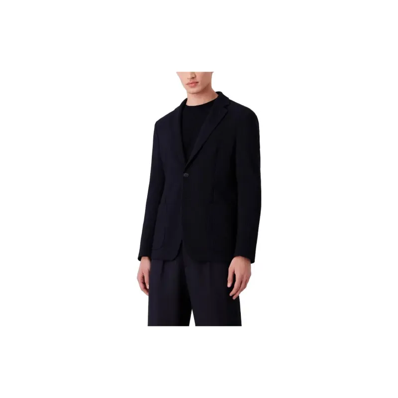 GIORGIO ARMANI Micro canneté Effect Notched lapel Blazer-1