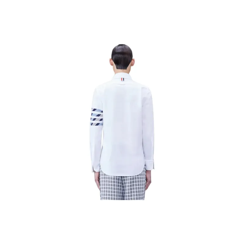 THOM BROWNE 4 Bar Striped Buttoned Shirt-4