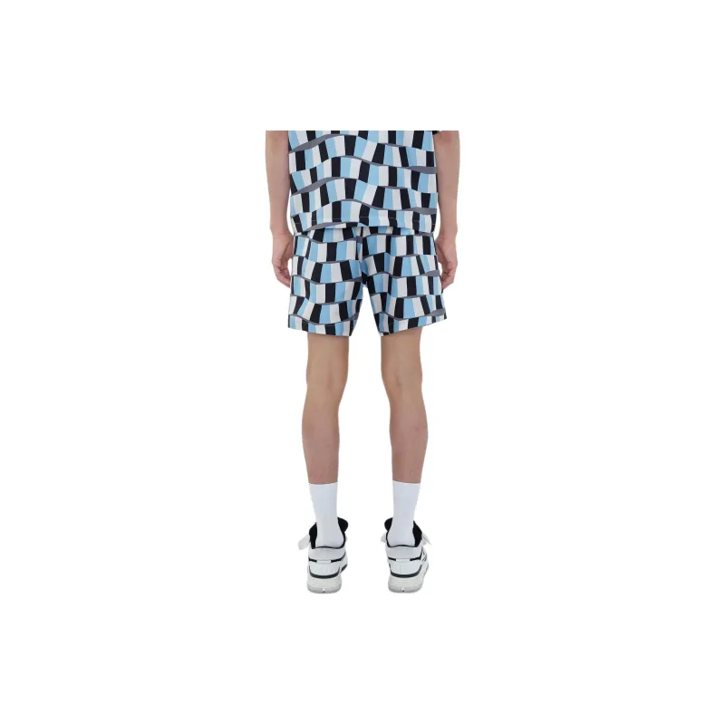 AMIRI Snake Checker Silk Short Casual Shorts Men's Air Blue-2