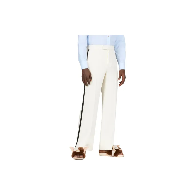 GUCCI Retro Logo Patch Straight Hem Trousers-5