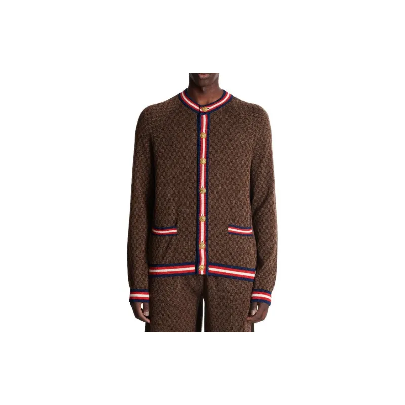 BALMAIN Monogram-intarsia Merino Wool Cardigan-4