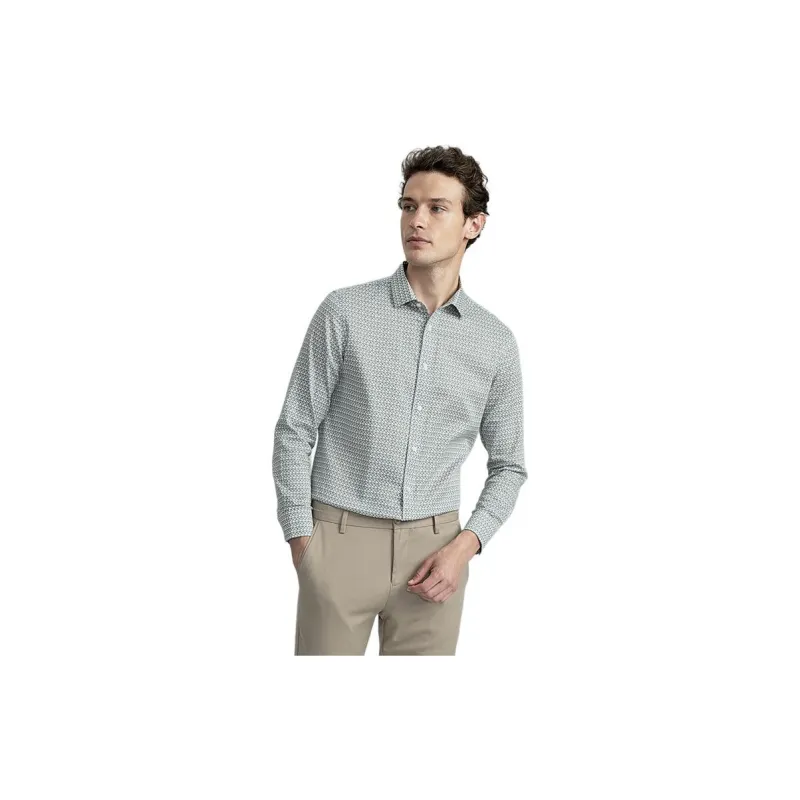 GOLDLION Shirt Men's Light Gray Print-1