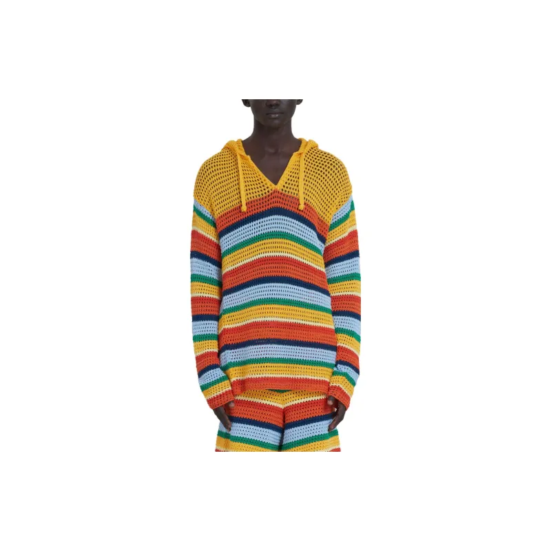 MARNI Crochet Knit Striped Hoodie-3