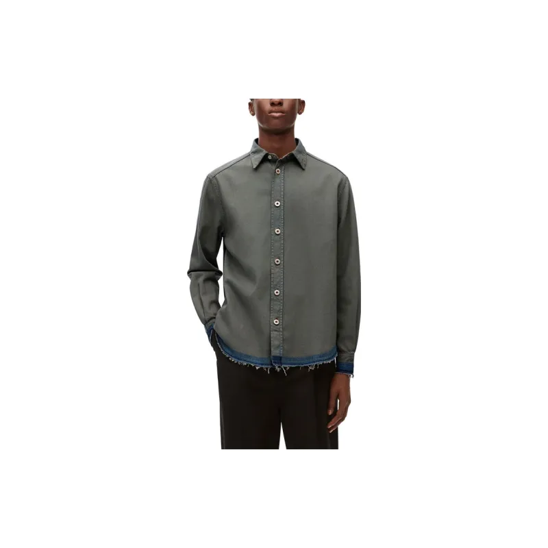 LOEWE Logo-Embroidered Denim Shirt-2