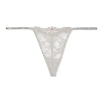Victoria's Secret Dream Angels Twinkle Strap Lace V-String Panty / SP Underpants Women's 1 Pack Silver Pearls