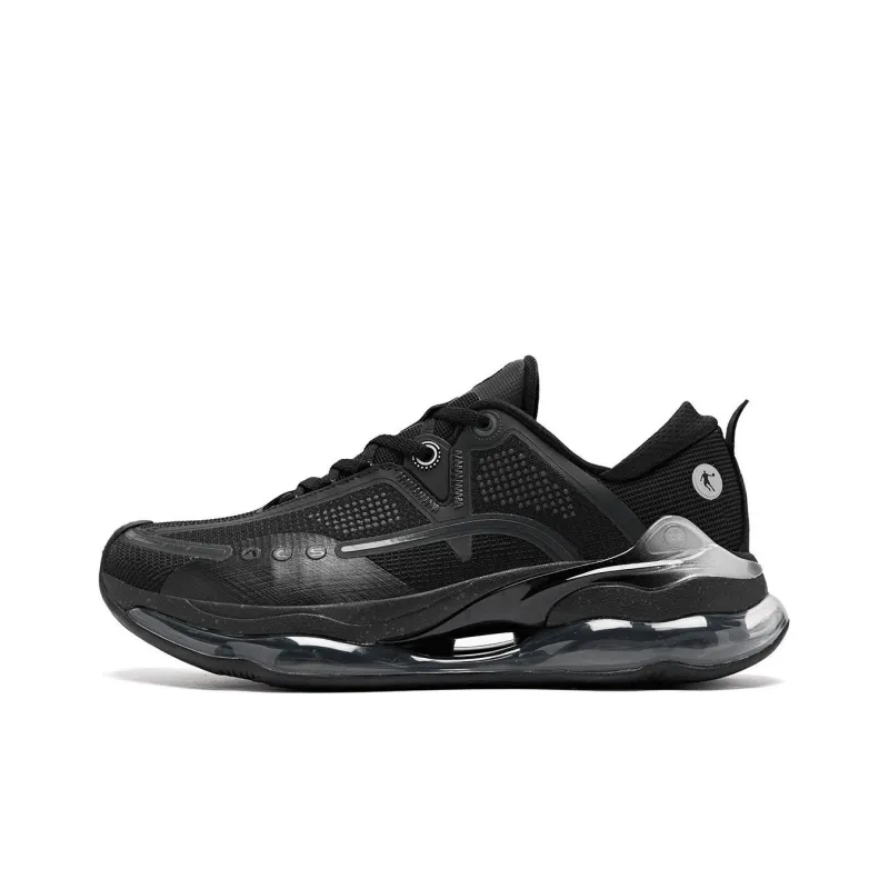 QIAODAN Cushioned Slip Resistant Low Top Casual Running Shoes Men's Black Silver-0