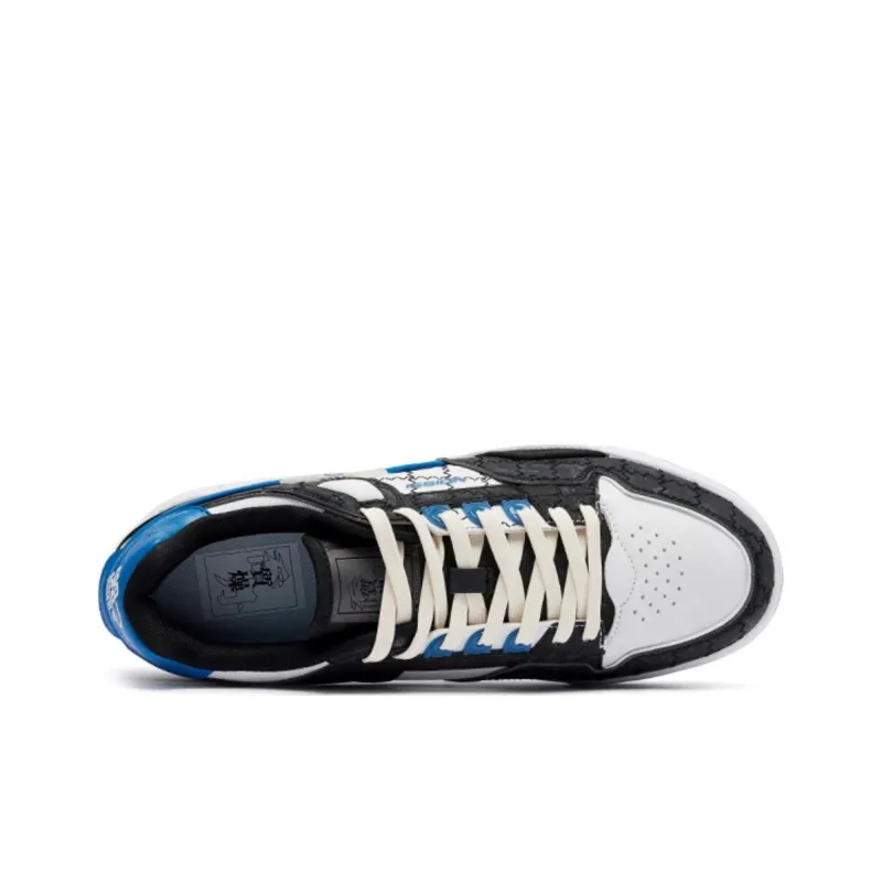 QIAODAN Non slip Lightweight Low Top Skateboard Shoes Men's Black Blue-3
