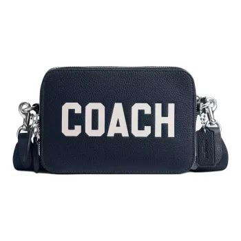 COACH Charter Polished Pebbled Leather Shoulder Bag, Crossbody Bag Small Size Men's Marine Blue