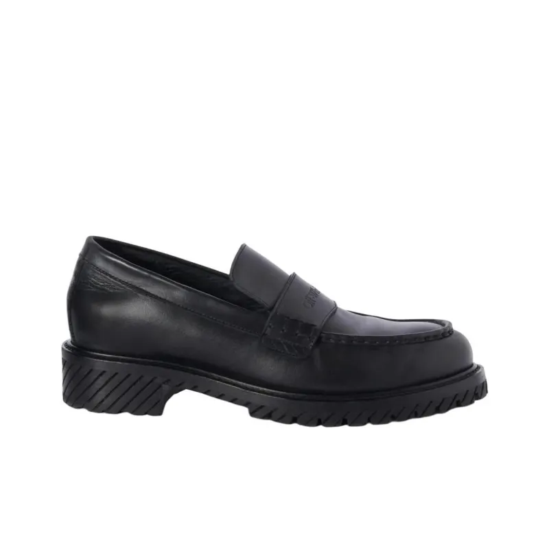 OFF WHITE Military Logo debossed Leather Loafers-1