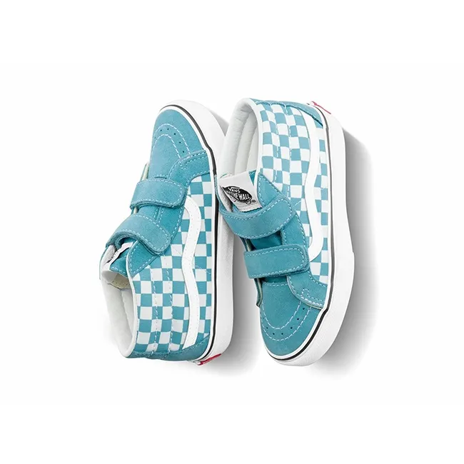 Vans Sk8-Mid Reissue V Kids 'Checkerboard - Enamel Blue Sharp Green'-3