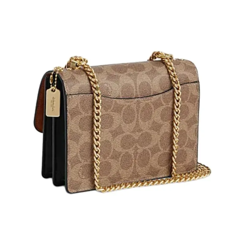 COACH Artificial Leather Cow Leather Patchwork Shoulder Bag Crossbody Bag Mini Women's Brown Yellow & Black-1