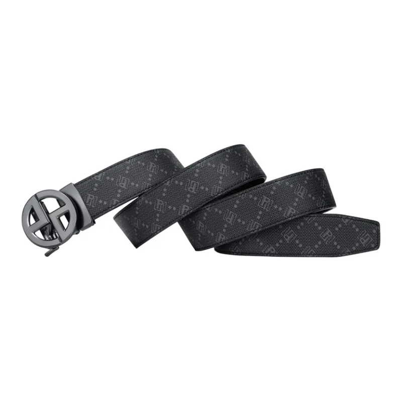 POLO Cow Leather Top Grain Cow Leather Leather Belts Men's Gunmetal Width 3.4cm-3