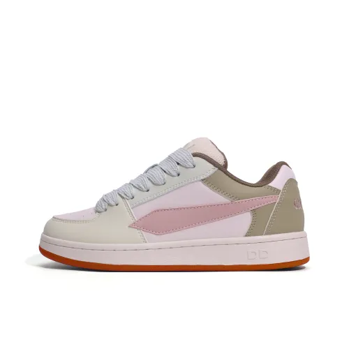 GLO BULL Skateboard Shoes Unisex Low-Top Beige/Light Green/Pink