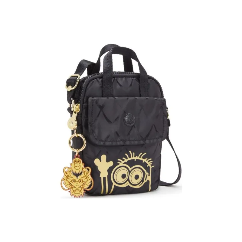 Kipling X Minions Collaboration Recycled Polyester Cell Phone Pouch, Crossbody Bag Unisex Black-1