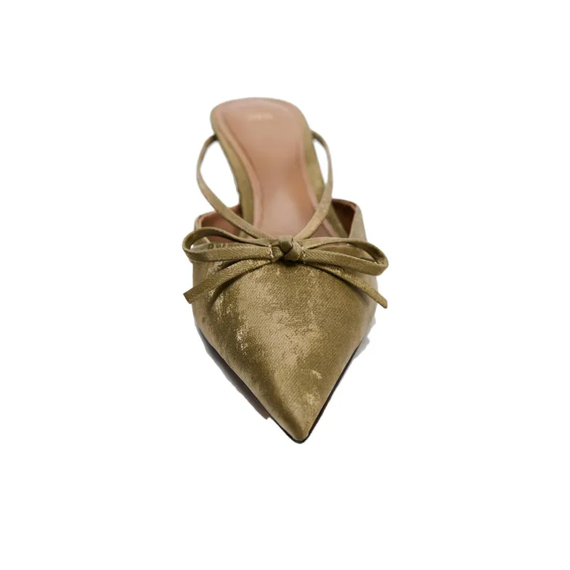 ZARA Wrap-toe Slippers Women's Green-5